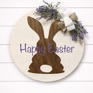 Easter Bunny Wall Decor with Purple Text